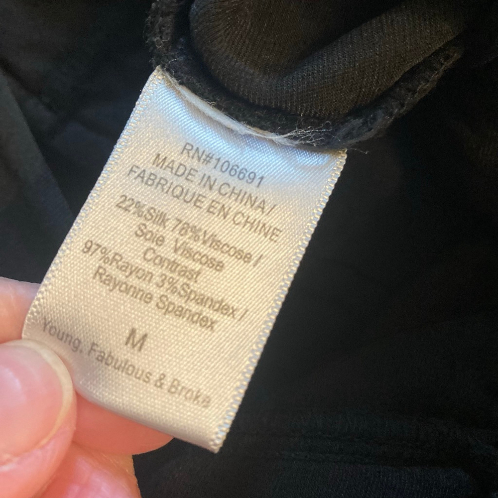 Women's Young, Fabulous & Broke Black Velvet Track Pants M - Picture 6 of 7